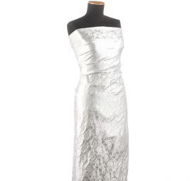 Brokát květinový motiv stříbrný