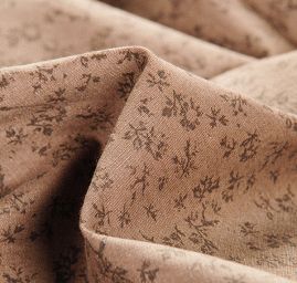 Bavlněná košilová látka hnědá drobné květy