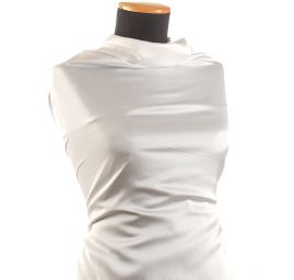 Krep satén pružný jemný bílý