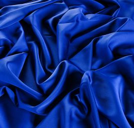 Krep satén pružný jemný modrý
