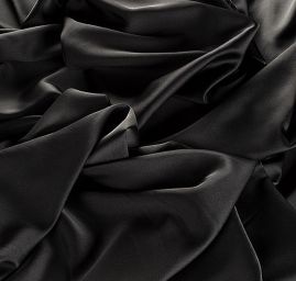 Krep satén pružný jemný černý