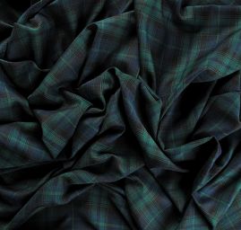 Kostýmová látka viskoza směs kostky zelená/modrá