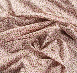 Bavlněná látka tisk drobné kytičky růžovozelená