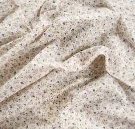 Bavlněná látka tisk drobné kytičky modrohnědá