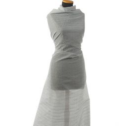 Bavlněný etamín proužky modrá/slonová kost