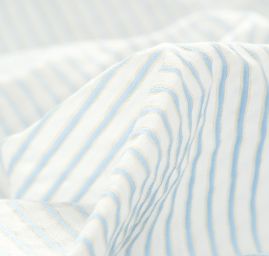 Bavlněný etamín proužky modrá/slonová kost