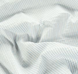 Bavlněný etamín proužky modrá/slonová kost