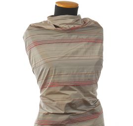 Taft žakár proužky červený/smetanový