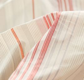 Taft žakár proužky červený/smetanový