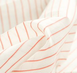 Bavlněný etamín vzor proužků růžový/slonová kost 
