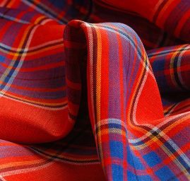 Len jemný košilový vzor tartan červený