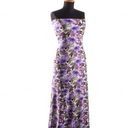 Úplet viskózový větší květinový vzor fialové barvy