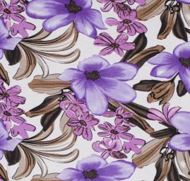 Úplet viskózový větší květinový vzor fialové barvy