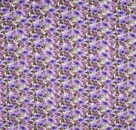 Úplet viskózový větší květinový vzor fialové barvy