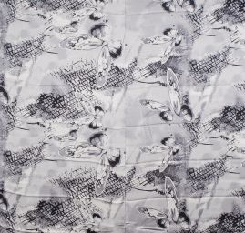 Hedvábný satén vzor motýl 