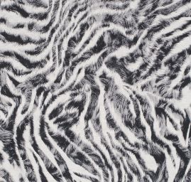Viskozová šatová látka zvířecí vzor bíločerné pruhy II.jakost