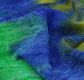 Batika kreš šifon mix barev zelená/zlutá/hnědá/modrá