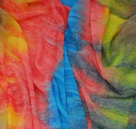 Batika kreš šifon mix barev hnědá/modrá/červená/žlutá