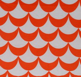 Bavlněná látka tisk vlnky oranžovobílá