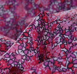 Bavlna směs kytičkový motiv červenorůžová