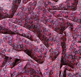 Bavlna směs kytičkový motiv červenorůžová