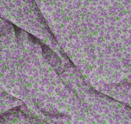 Bavlněná látka tisk kytičkový motiv fialková