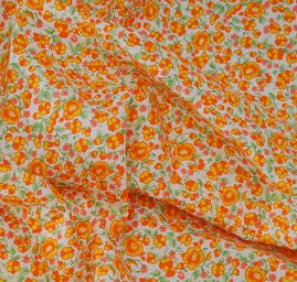 Bavlněná látka tisk kytičkový motiv oranžová