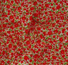 Bavlněná látka tisk kytičkový motiv červená