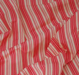 Bavlněná látka tisk proužky červená/smetanová