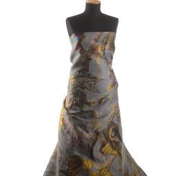 Žakárová látka gepard,opice, papoušek šedá