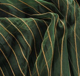 Organza hedvábná jutové proužky lahvově zelená