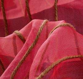 Organza hodvábna jutové prúžky ružová