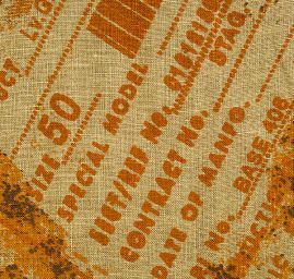 Len khaki hnědý vzor tisk vintage