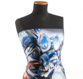 Imitace hedvábí pružný atlas Dáma v prcelánu