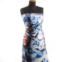 Imitace hedvábí pružný atlas Dáma v prcelánu