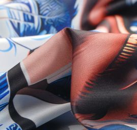 Imitace hedvábí pružný atlas Dáma v prcelánu