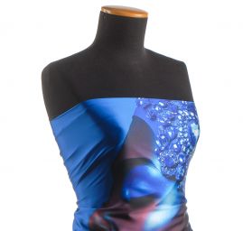 Imitace hedvábí pružný atlas Dámy v modrém 