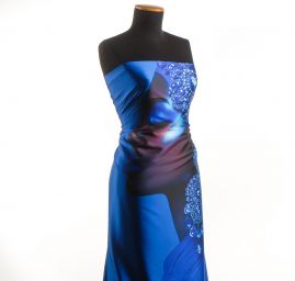 Imitace hedvábí pružný atlas Dámy v modrém 