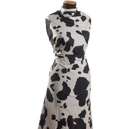 Košilová bavlněná látka zvířecí motiv kráva černá/bílá