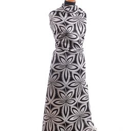 Satén duchesse/dyšes tisk listy černý