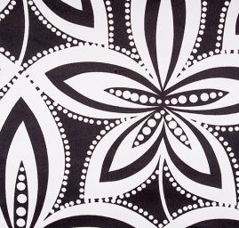 Satén duchesse/dyšes tisk listy černý