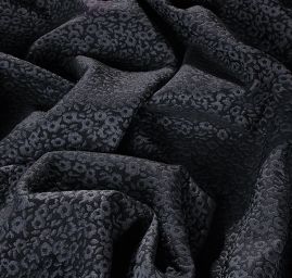 Efektní žakárová látka motiv drobných květů černá/šedá