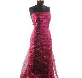 Lamé šatová látka kreš fuchsiová tmavá