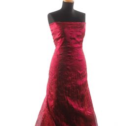 Lamé šatová látka kreš fuchsiová