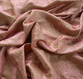 Lamé šatová látka kreš zelenorůžová