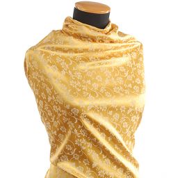 Brokát květinový motiv žlutosmetanový