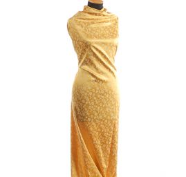 Brokát květinový motiv žlutosmetanový