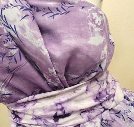 Viskózová látka květinový vzor levandule