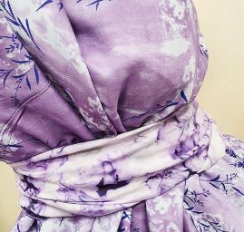 Viskózová látka květinový vzor levandule