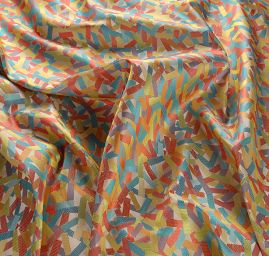 Brokát geometrický motiv béžový